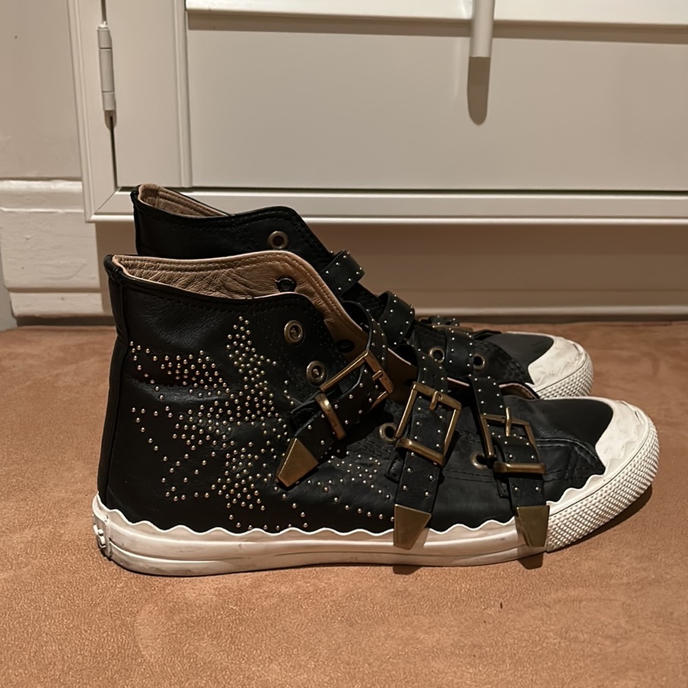 Chloe leather studded accent high-top sneakers. Black. Size 41. Worn twice.
